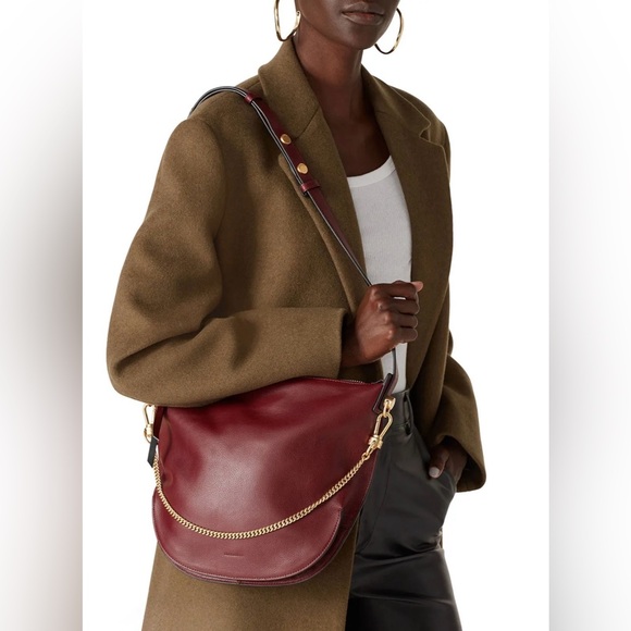 All Saints Handbags - ALLSAINTS, Blake Burgundy Burnt Genuine Leather Shoulder Bag, EUC